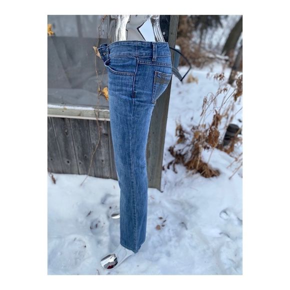 Billabong Boho Embroidered Low Rise Jeans Flare Leg Cotton Med Wash Sz S - Picture 12 of 16